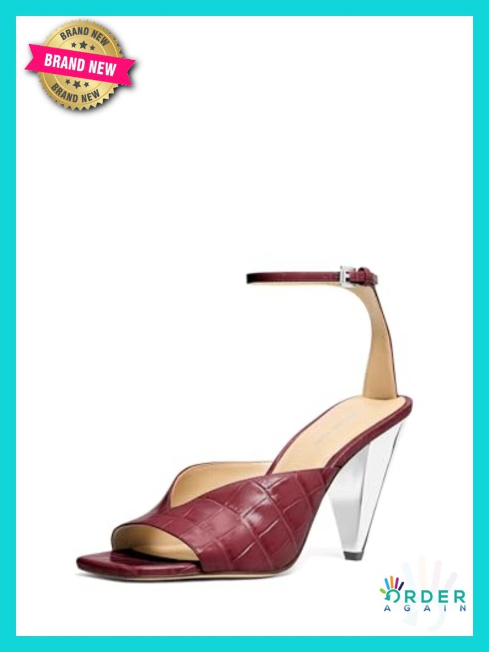 Crocodile-Embossed Leather Wedge Sandals with Ankle Strap